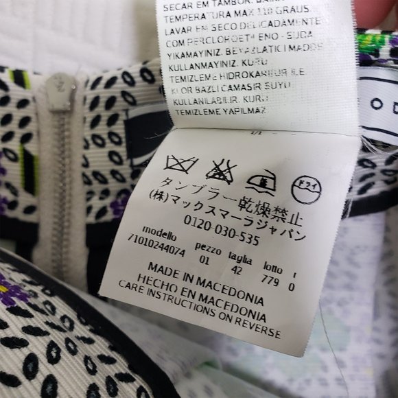 SPORT MAX CODE Size 8 Black, White, Green Floral A-line, Split Pleat Skirt - Picture 4 of 7